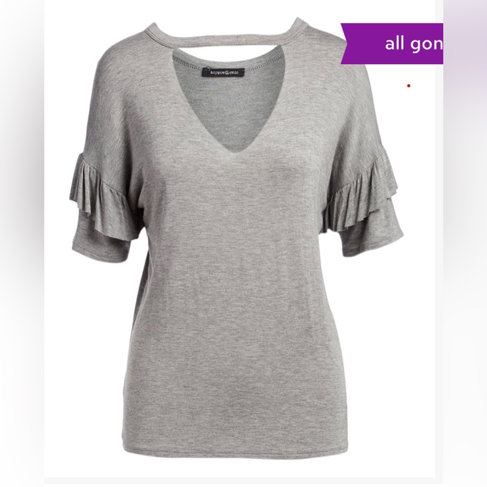 LIKE NEW Ruffle Sleeve Choker-Cutout Top